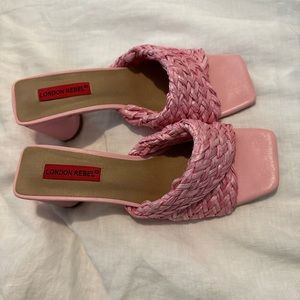London Rebel pink wicker heel sandals (size 8.5)